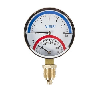 Термоманометр вертикальный 1/2 120С 6бар YE6